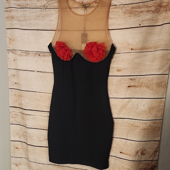 Fashion Nova Dresses & Skirts - Fashion Nova Black Mini Dress with Red Floral Details